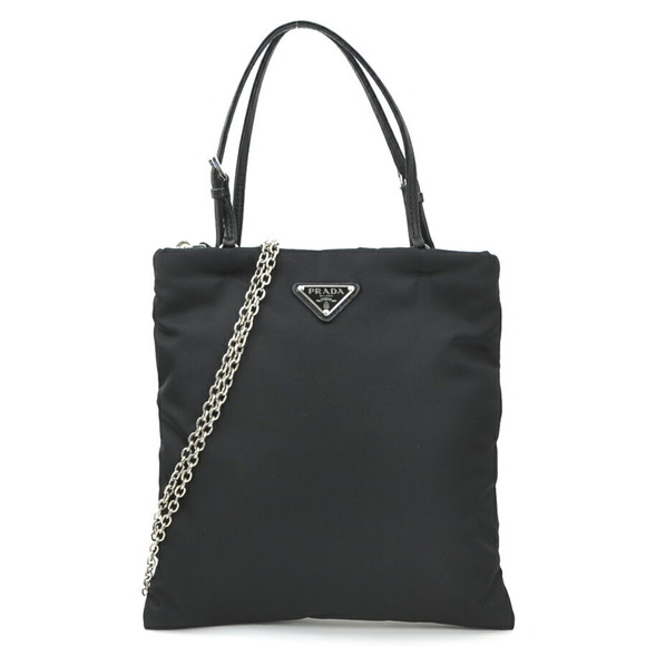 Prada PRADA handbag shoulder bag nylon leather black silver women's e60773a - Picture 1 of 5